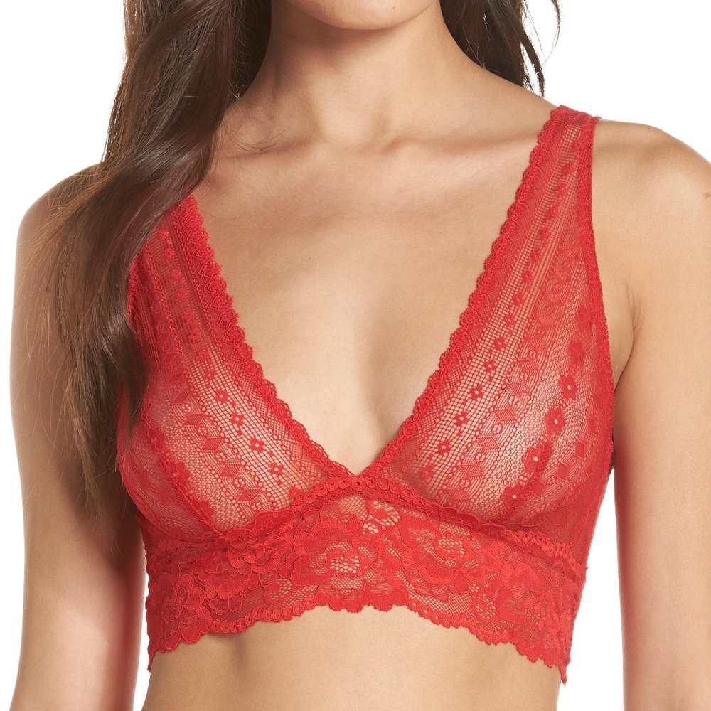 NEW! FREE PEOPLE red bralet lace lina bralette bra